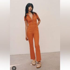 Urban outfitters orange short sleeve jumpsuit
